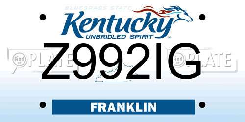 Z992IG Kentucky License Plate