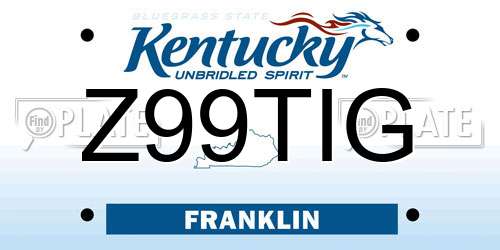 Z99TIG Kentucky License Plate