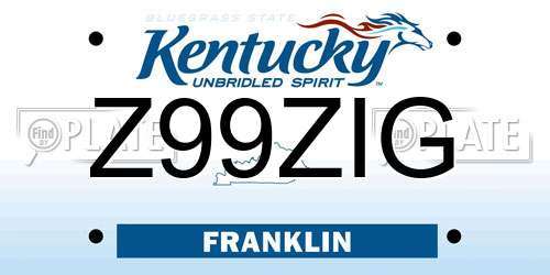 Z99ZIG Kentucky License Plate