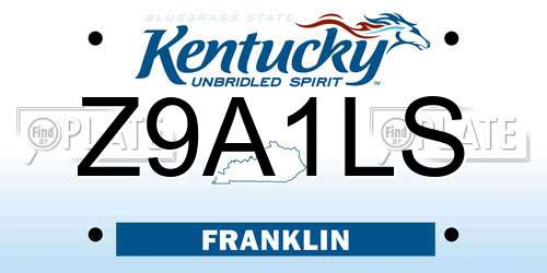 Z9A1LS Kentucky License Plate