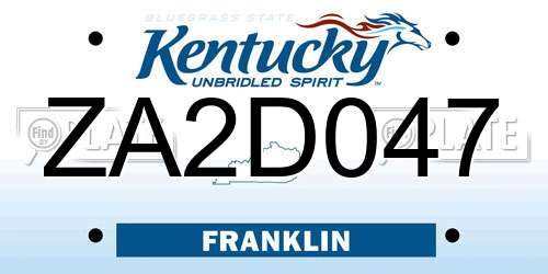 ZA2D047 Kentucky License Plate