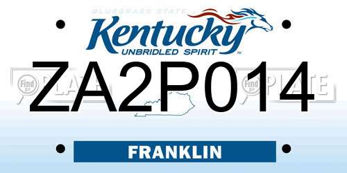 ZA2P014 Kentucky License Plate