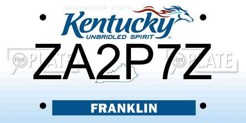 ZA2P7Z Kentucky License Plate