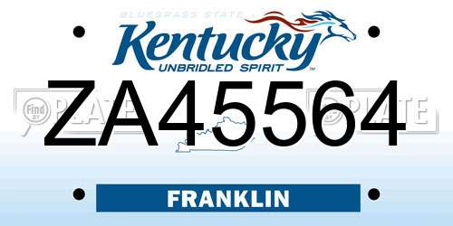 ZA45564 Kentucky License Plate