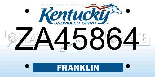 ZA45864 Kentucky License Plate
