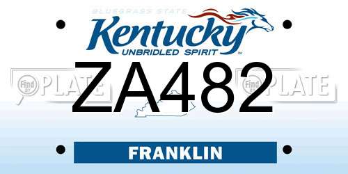 ZA482 Kentucky License Plate
