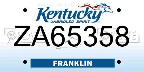 ZA65358 Kentucky License Plate