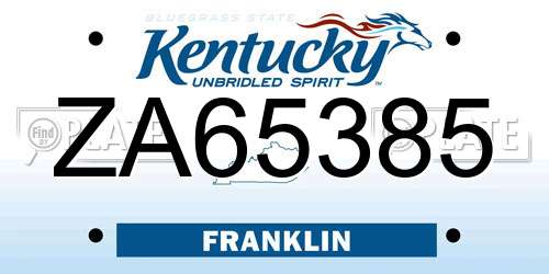 ZA65385 Kentucky License Plate