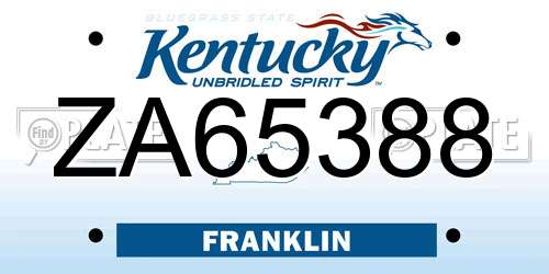 ZA65388 Kentucky License Plate