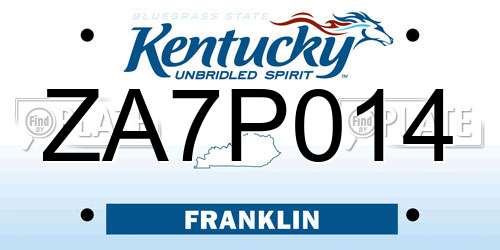 ZA7P014 Kentucky License Plate