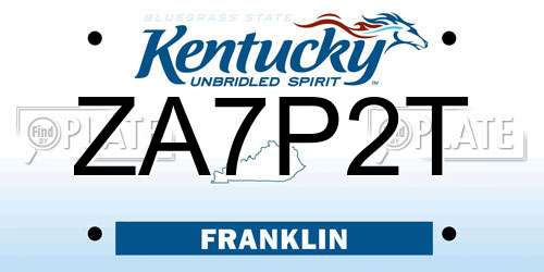 ZA7P2T Kentucky License Plate