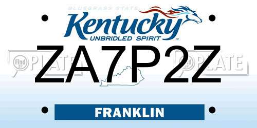 ZA7P2Z Kentucky License Plate