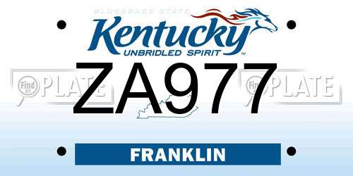 ZA977 Kentucky License Plate
