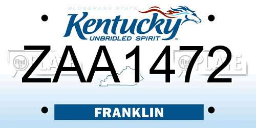 ZAA1472 Kentucky License Plate