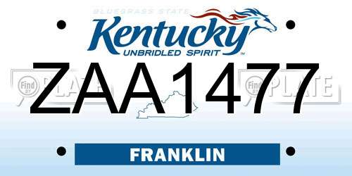 ZAA1477 Kentucky License Plate