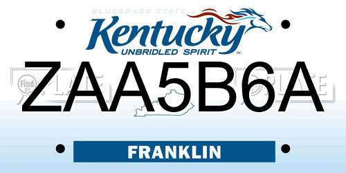 ZAA5B6A Kentucky License Plate