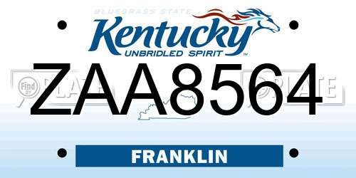 ZAA8564 Kentucky License Plate