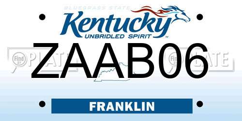 ZAAB06 Kentucky License Plate