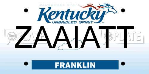 ZAAIATT Kentucky License Plate