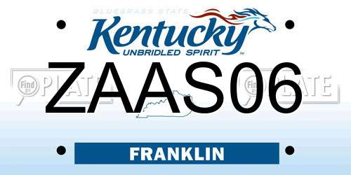 ZAAS06 Kentucky License Plate