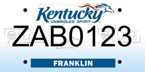 ZAB0123 Kentucky License Plate