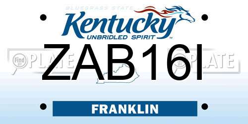ZAB16I Kentucky License Plate