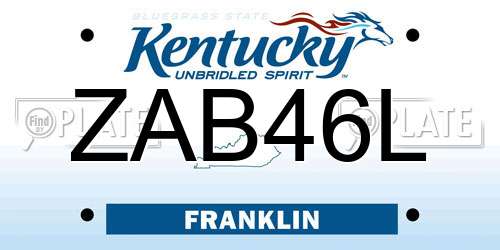 ZAB46L Kentucky License Plate