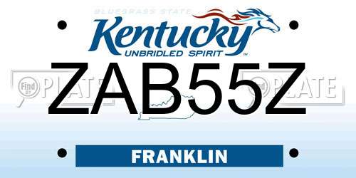 ZAB55Z Kentucky License Plate