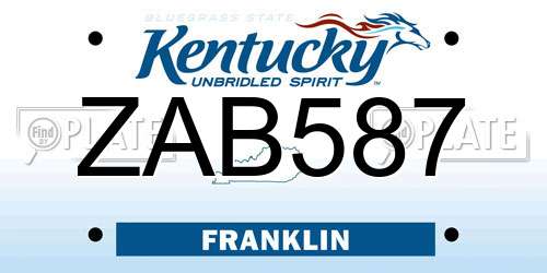 ZAB587 Kentucky License Plate