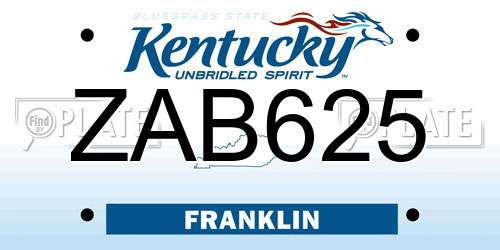 ZAB625 Kentucky License Plate