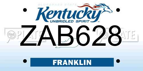 ZAB628 Kentucky License Plate