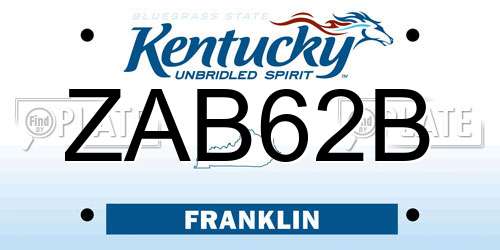 ZAB62B Kentucky License Plate