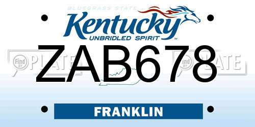 ZAB678 Kentucky License Plate