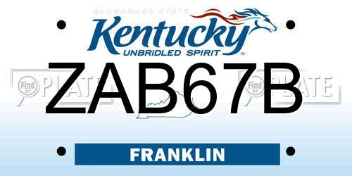 ZAB67B Kentucky License Plate
