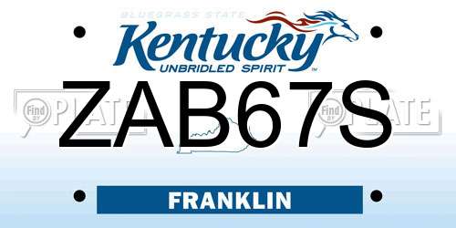 ZAB67S Kentucky License Plate