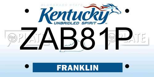ZAB81P Kentucky License Plate