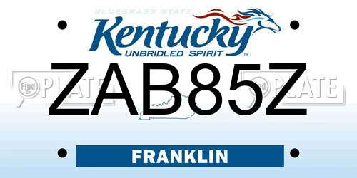 ZAB85Z Kentucky License Plate