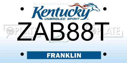 ZAB88T Kentucky License Plate