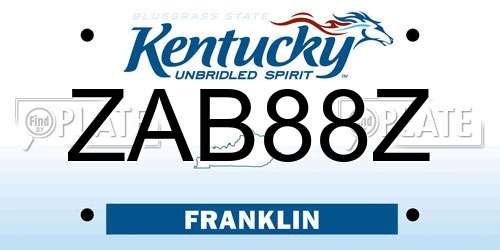 ZAB88Z Kentucky License Plate