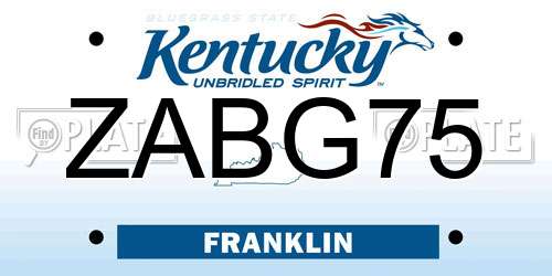 ZABG75 Kentucky License Plate