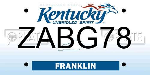 ZABG78 Kentucky License Plate