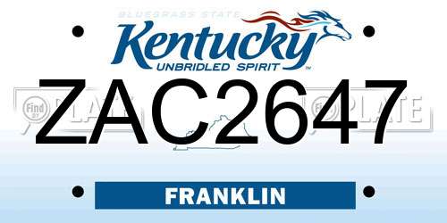 ZAC2647 Kentucky License Plate