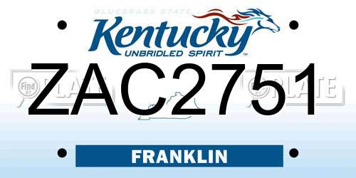 ZAC2751 Kentucky License Plate