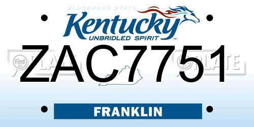 ZAC7751 Kentucky License Plate