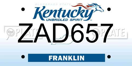 ZAD657 Kentucky License Plate