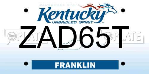 ZAD65T Kentucky License Plate