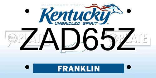 ZAD65Z Kentucky License Plate