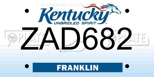ZAD682 Kentucky License Plate