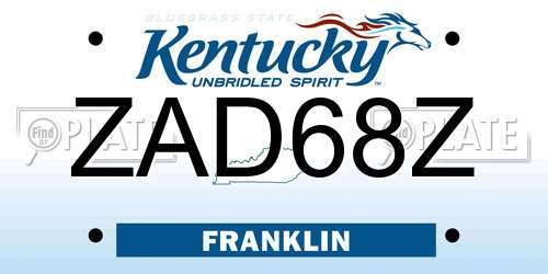 ZAD68Z Kentucky License Plate