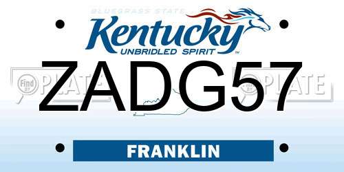 ZADG57 Kentucky License Plate
